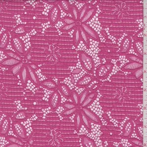 2 3/8 YD PC-Fuchsia Floral Pop Lace Fabric