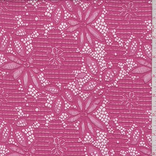 2 3/8 YD PC-Fuchsia Floral Pop Lace Fabric