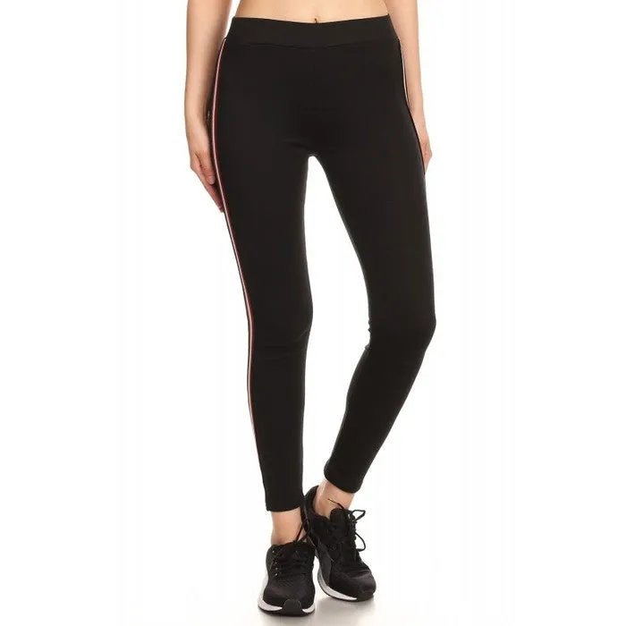 2-Pack: Women's Cotton Blend Side Stripe Leggings