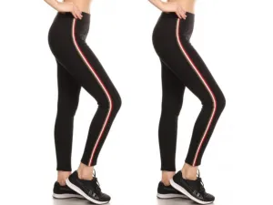 2-Pack: Women's Cotton Blend Side Stripe Leggings