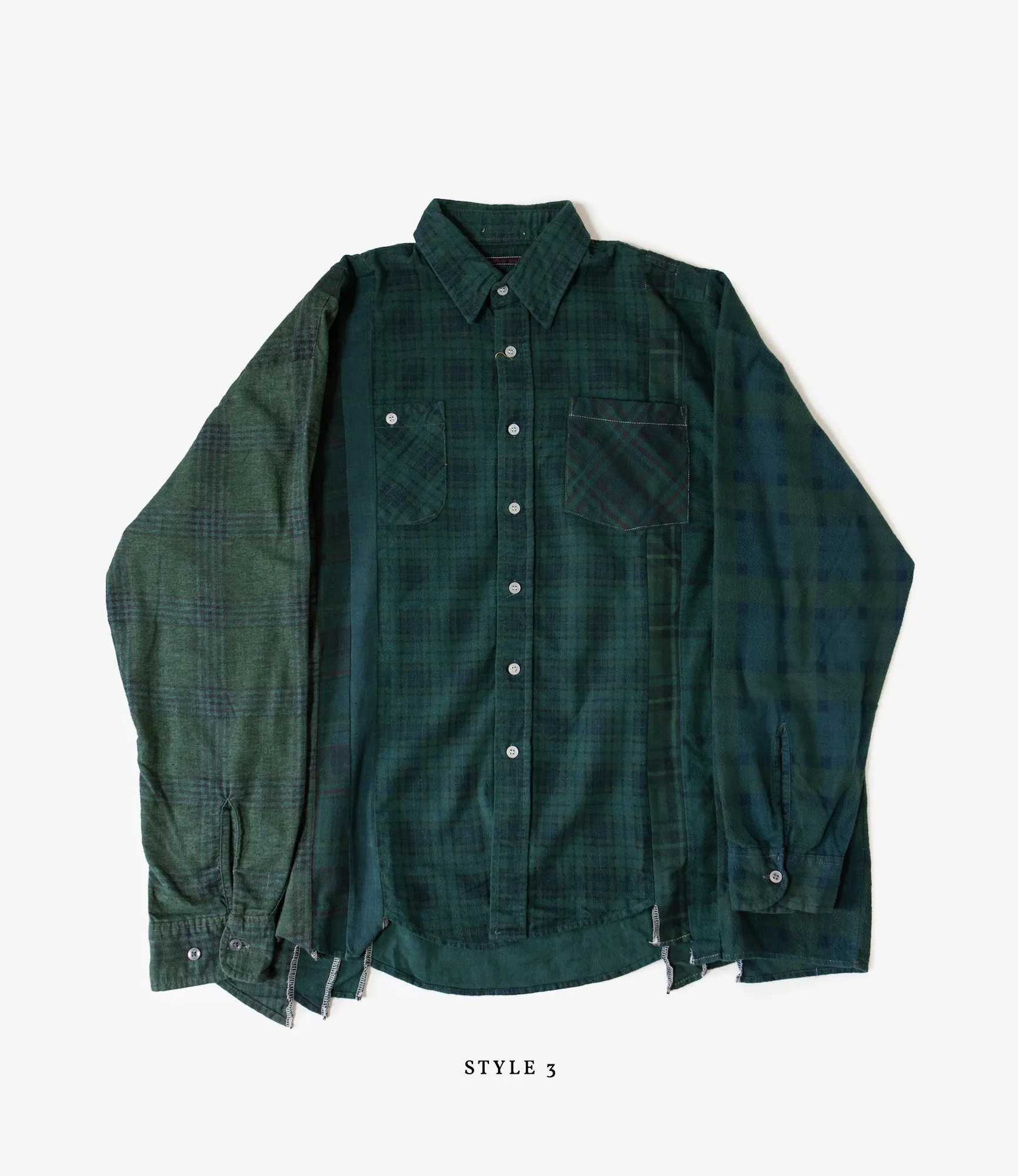 7 Cuts Wide Flannel Shirt – Green Over Dye