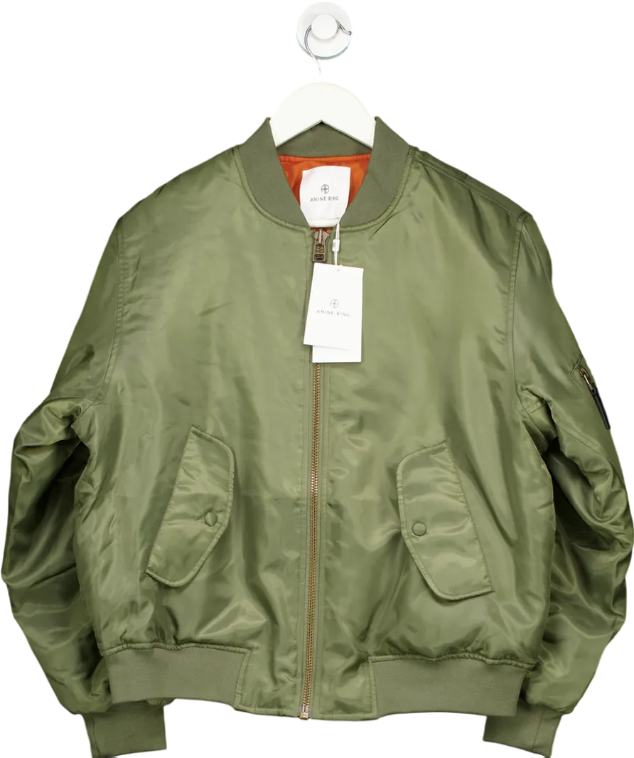 Anine Bing Green Khaki Leon Shell Bomber UK XS
