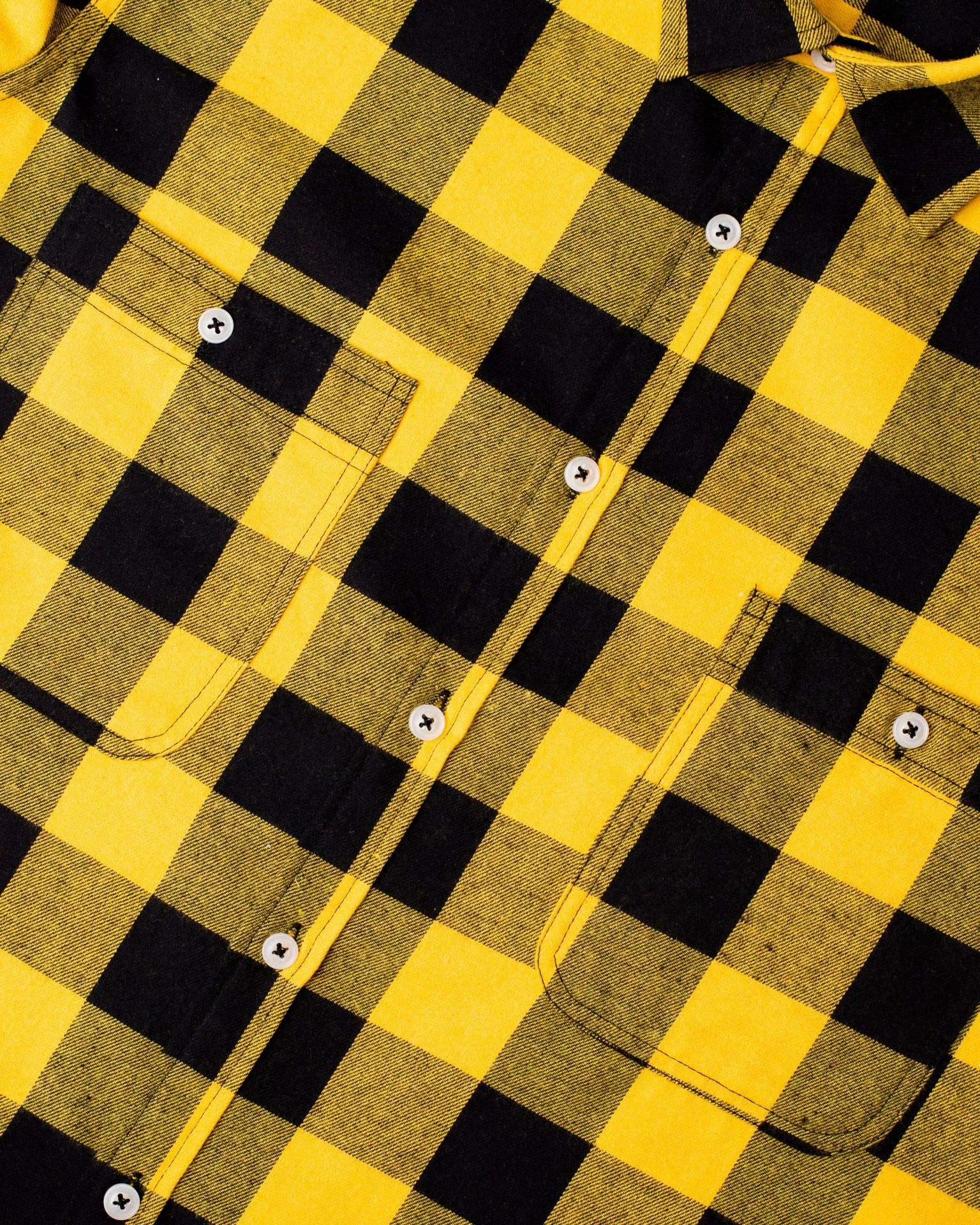 BIG & TALL Men's Button Down Long Sleeve Plaid Flannel Casual Shirts-Bright Yellow Plaid