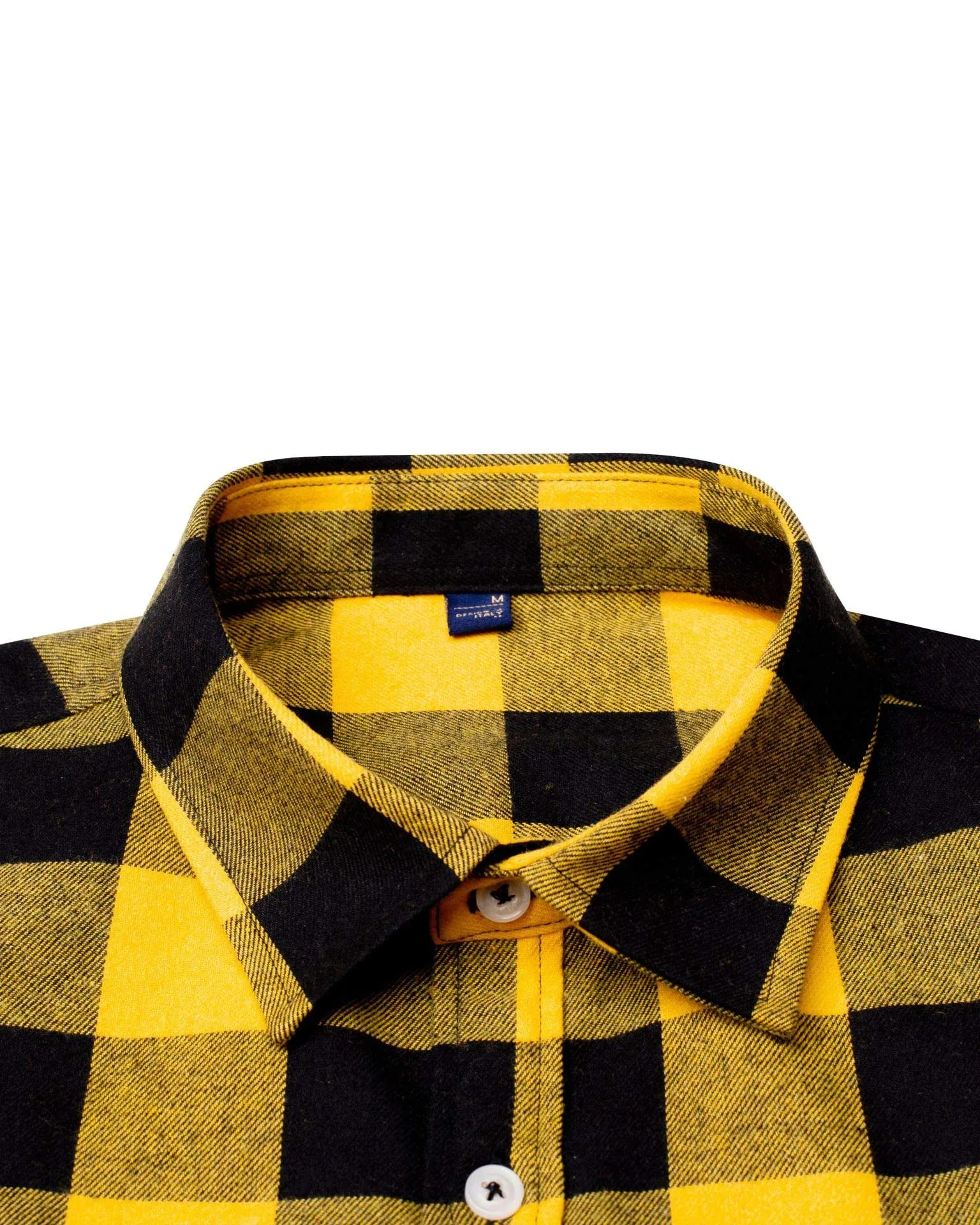 BIG & TALL Men's Button Down Long Sleeve Plaid Flannel Casual Shirts-Bright Yellow Plaid