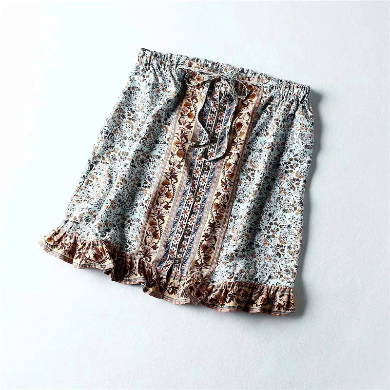 Boho  Hippie Women Floral Printed Bohemian Short Skirt