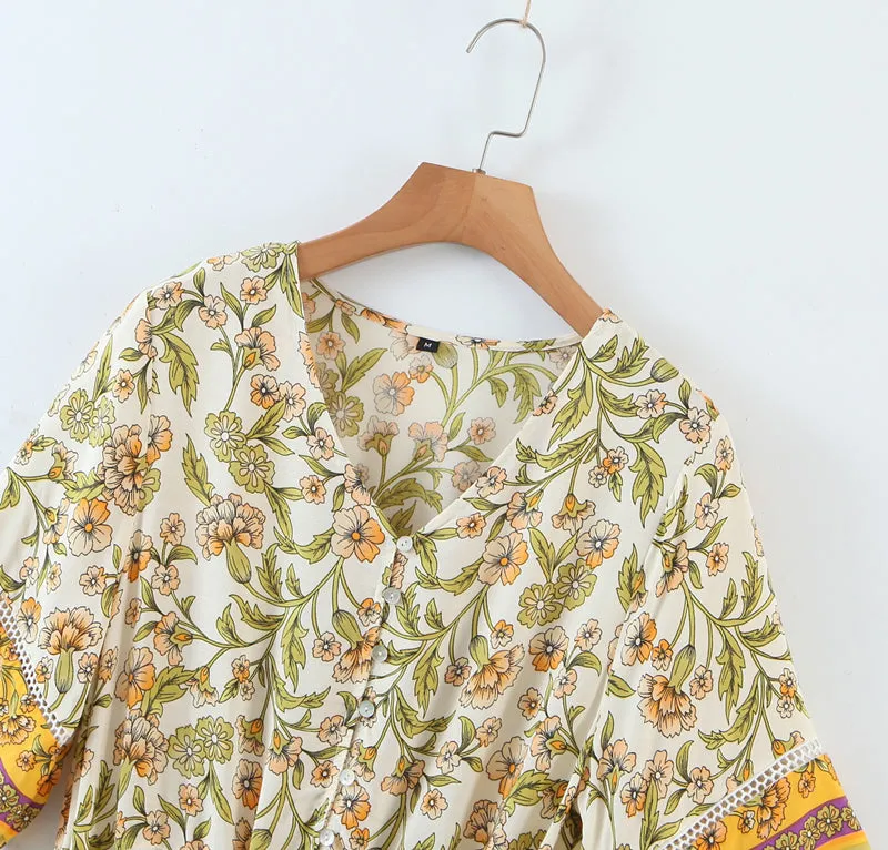 Boho Maxi Dress, Sundress, Yellow Cassia