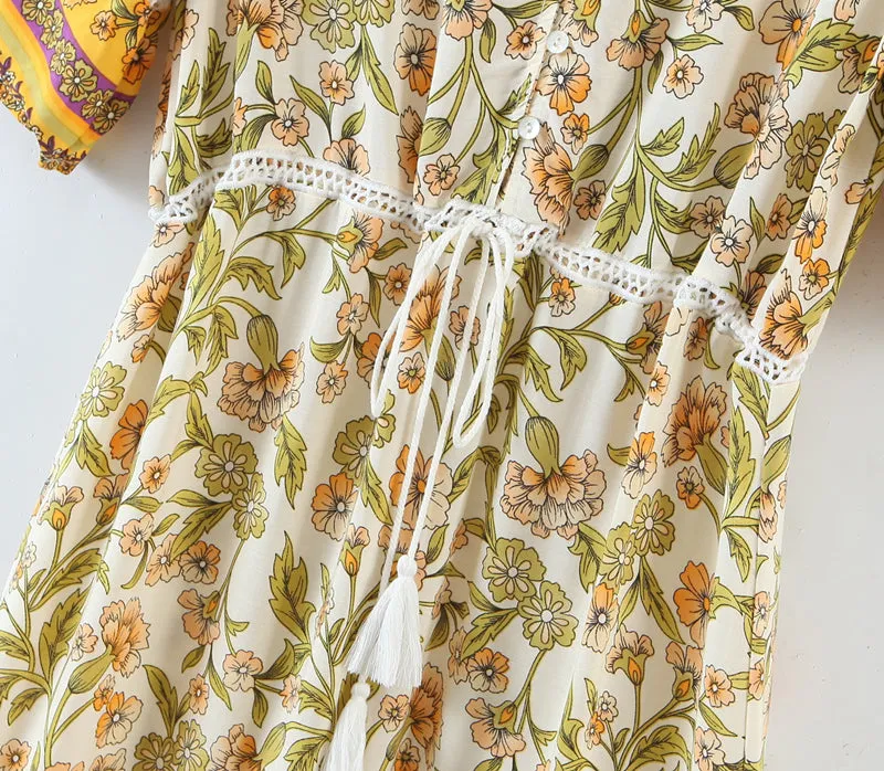 Boho Maxi Dress, Sundress, Yellow Cassia