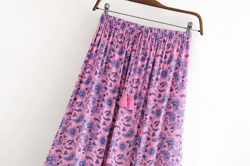 Boho Skirt, Hippie Skirts, Maxi Skirt, Paisley in Purple Iris