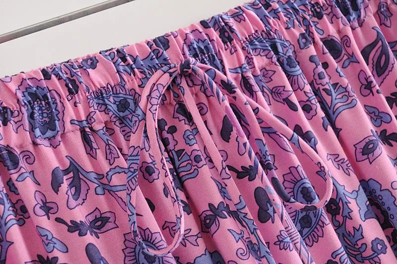 Boho Skirt, Hippie Skirts, Maxi Skirt, Paisley in Purple Iris