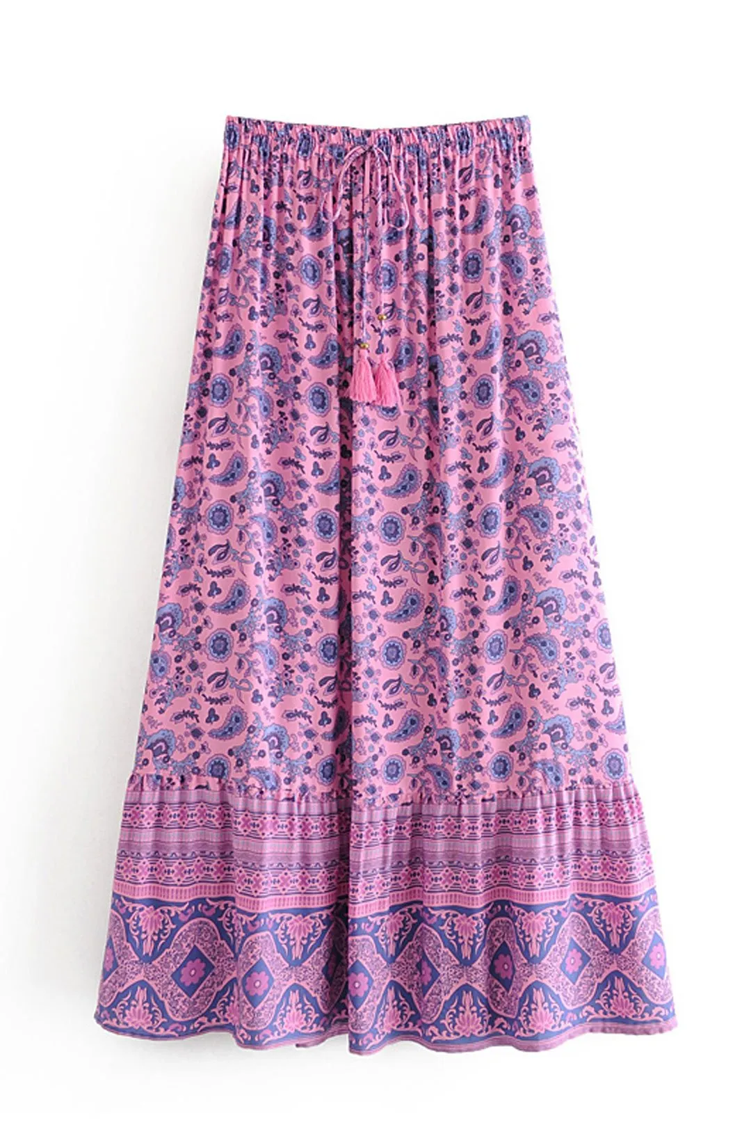 Boho Skirt, Hippie Skirts, Maxi Skirt, Paisley in Purple Iris