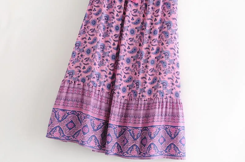 Boho Skirt, Hippie Skirts, Maxi Skirt, Paisley in Purple Iris