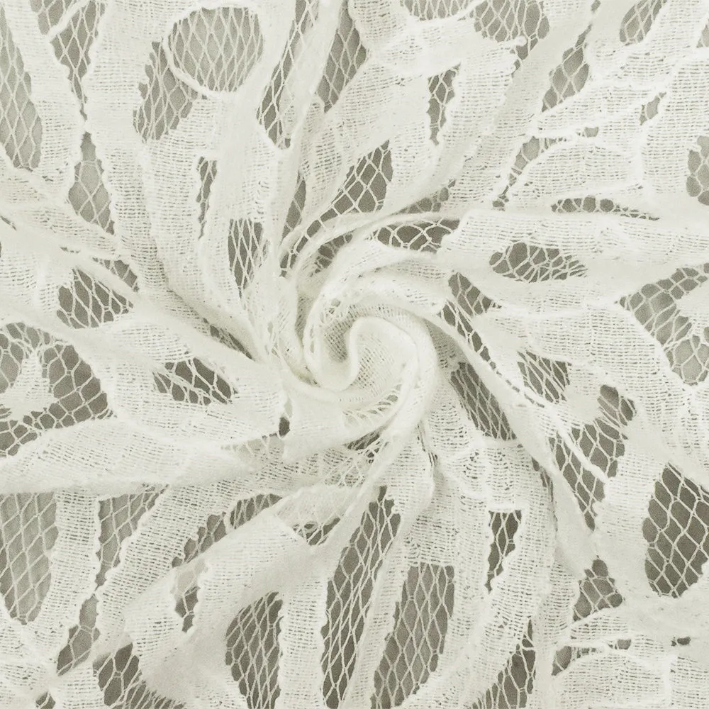 Cloud Ivory Baroque Cotton-Poly Lace Knit Fabric