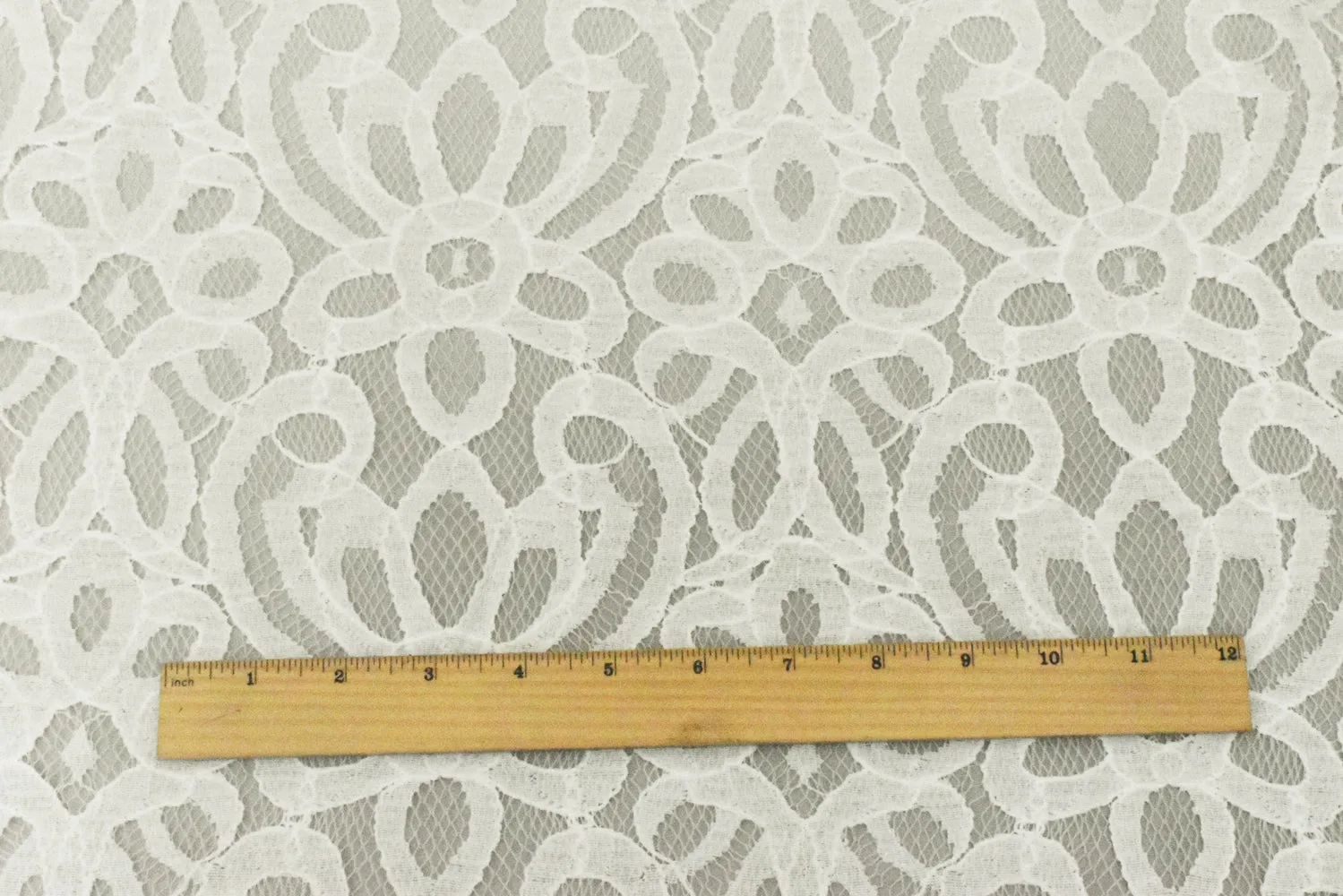 Cloud Ivory Baroque Cotton-Poly Lace Knit Fabric