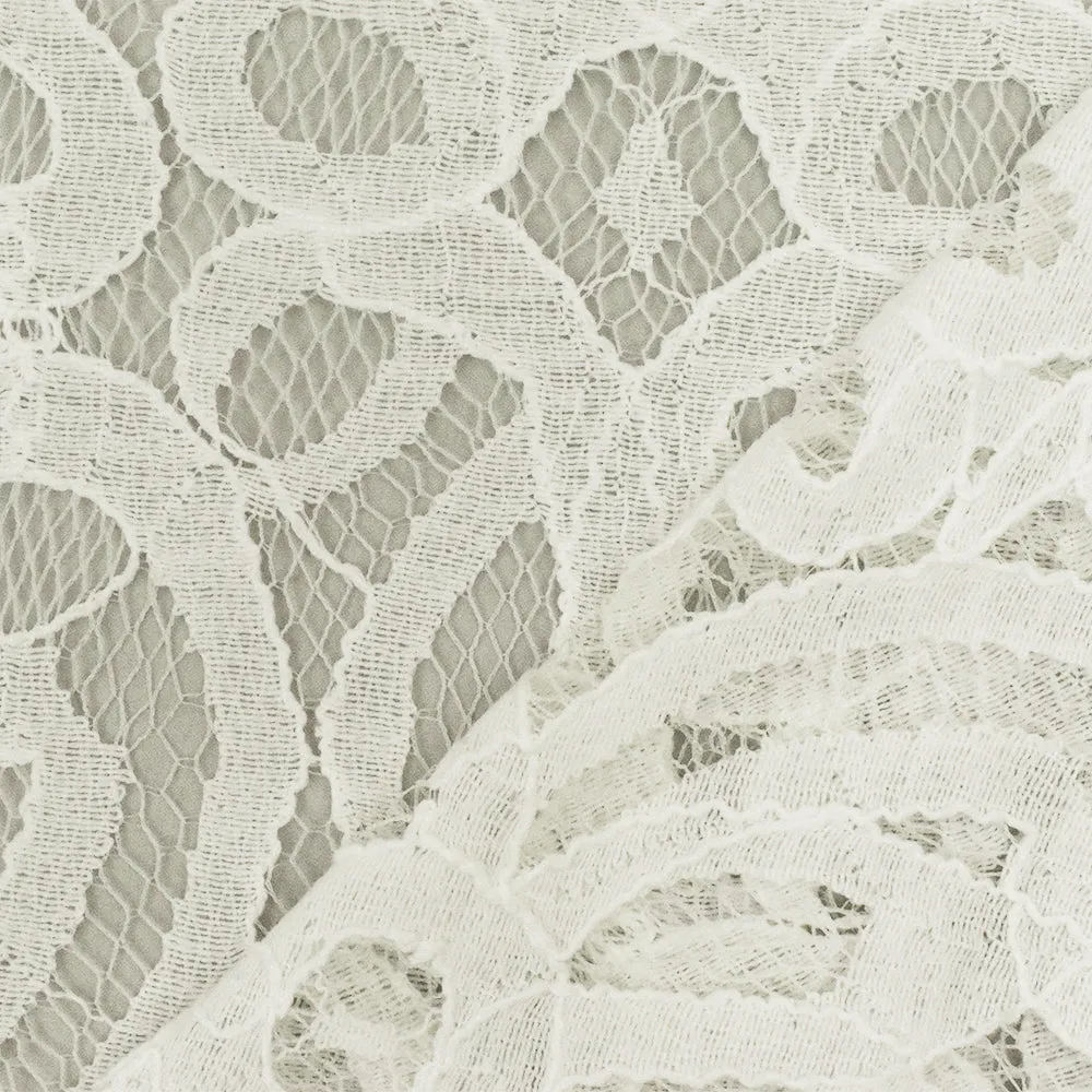 Cloud Ivory Baroque Cotton-Poly Lace Knit Fabric