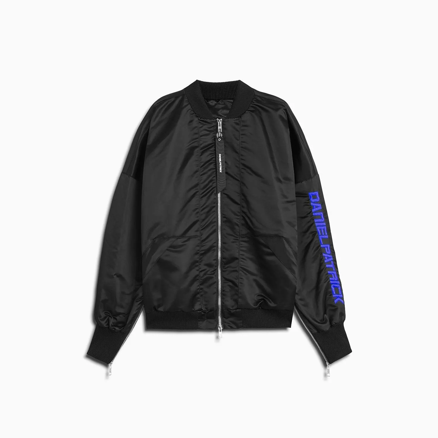DP embroidered sleeve bomber / black   cobalt