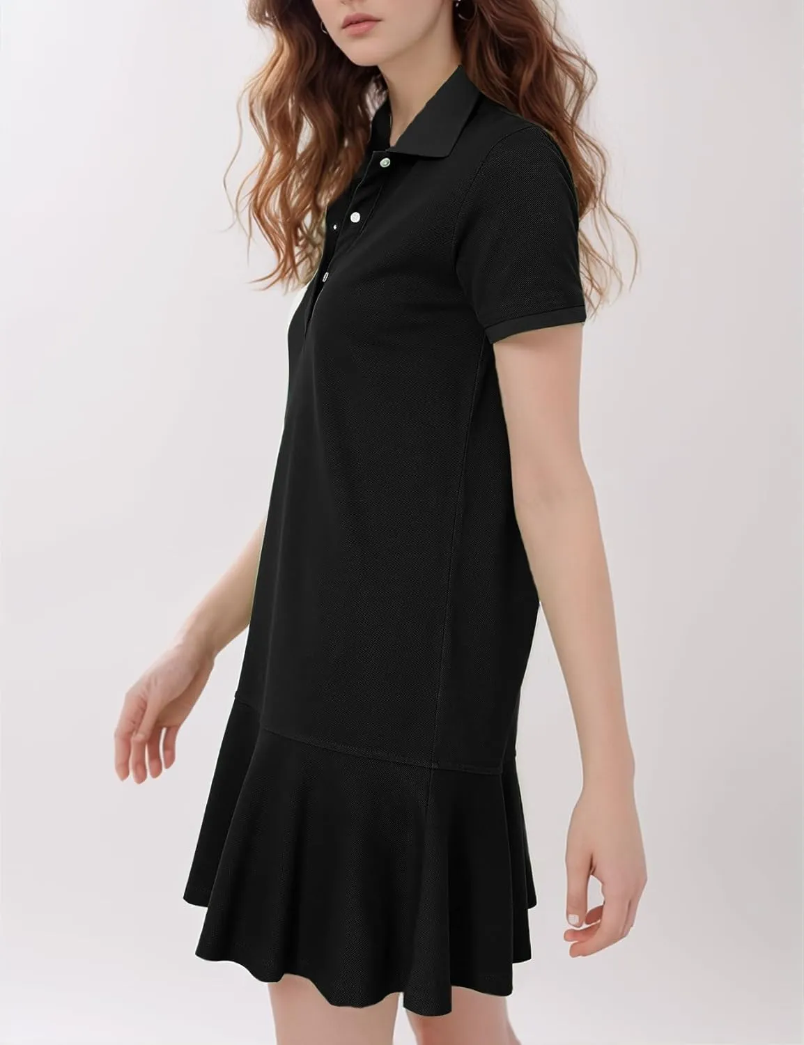 Flygo Womens Polo Dress Collared Short Sleeve Ruffle Golf Tennis T Shirt Sports Workout Mini Summer Dresses Tunic Pique