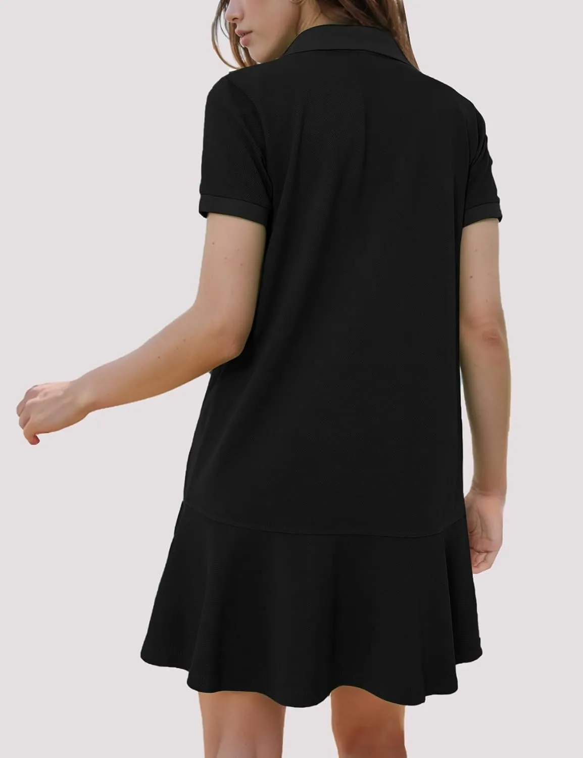 Flygo Womens Polo Dress Collared Short Sleeve Ruffle Golf Tennis T Shirt Sports Workout Mini Summer Dresses Tunic Pique