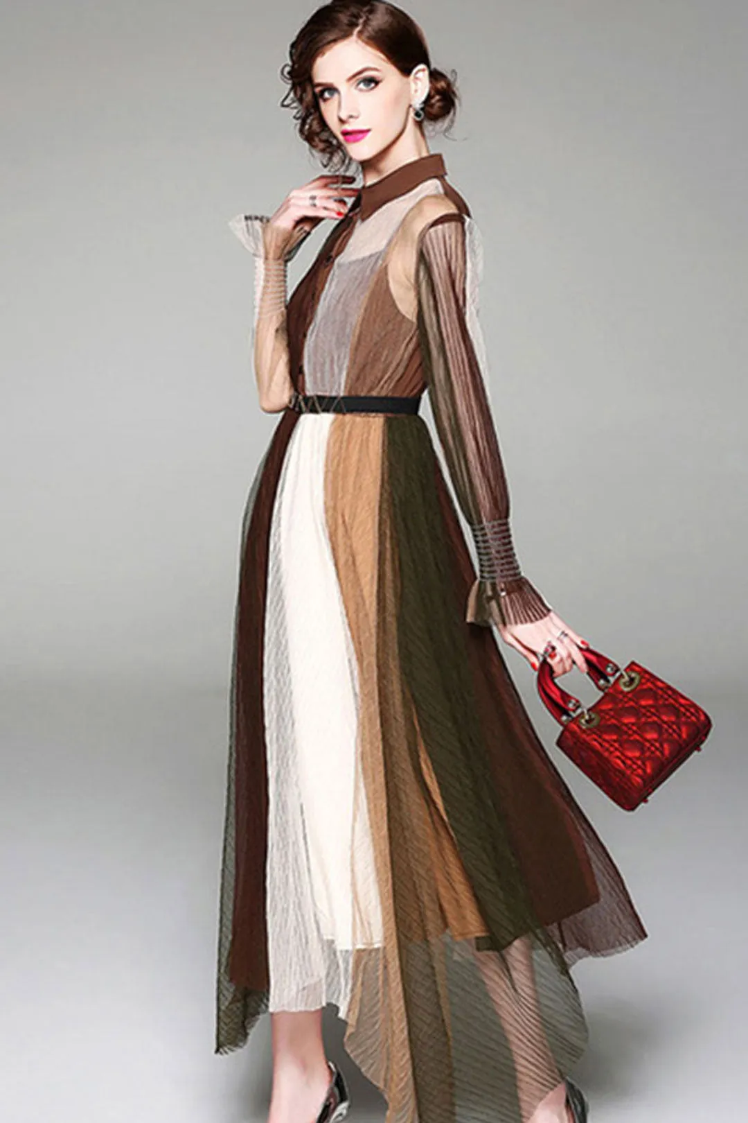 Maxi Dress, Boho Vintage Party Dress, Pleted Dress, Brownie Sugar