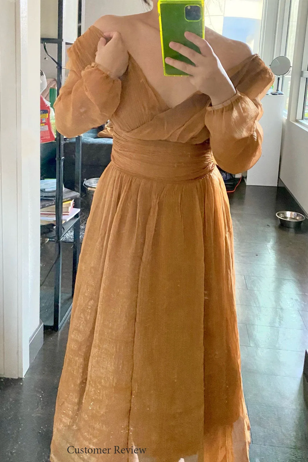 Maxi Dress with Matching Scarf, Boho Vintage Dress, Gown, Sahara in Gold