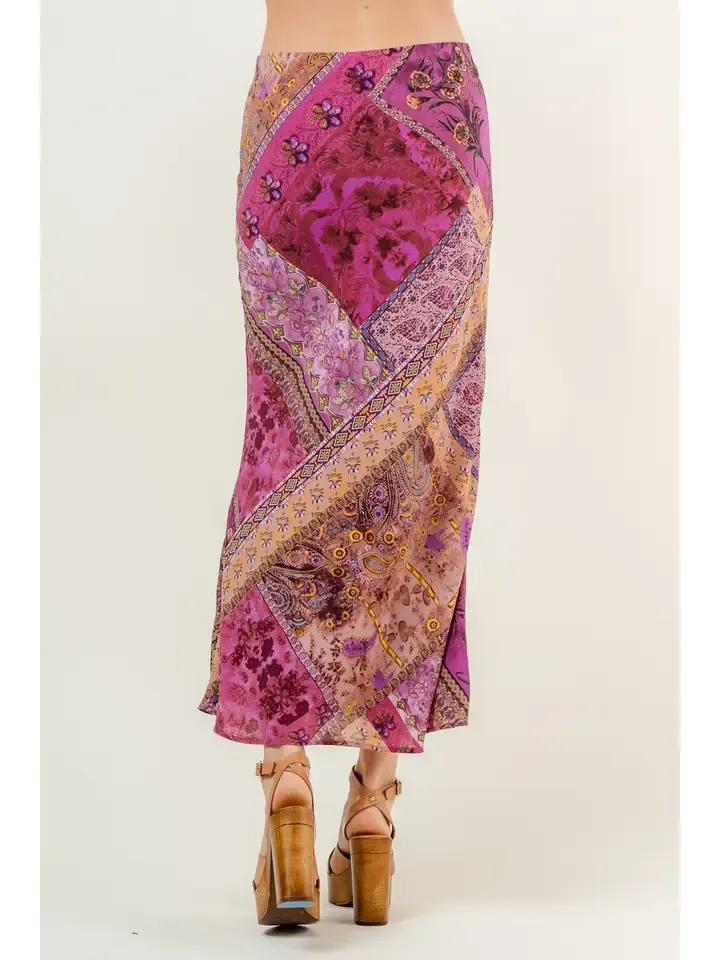 Paisley Patchwork Bandana Print Boho Maxi Skirt