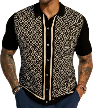 PJ PAUL JONES Men's Polo Shirts 70s Vintage Shirts Contrast Knitted Polo Shirts