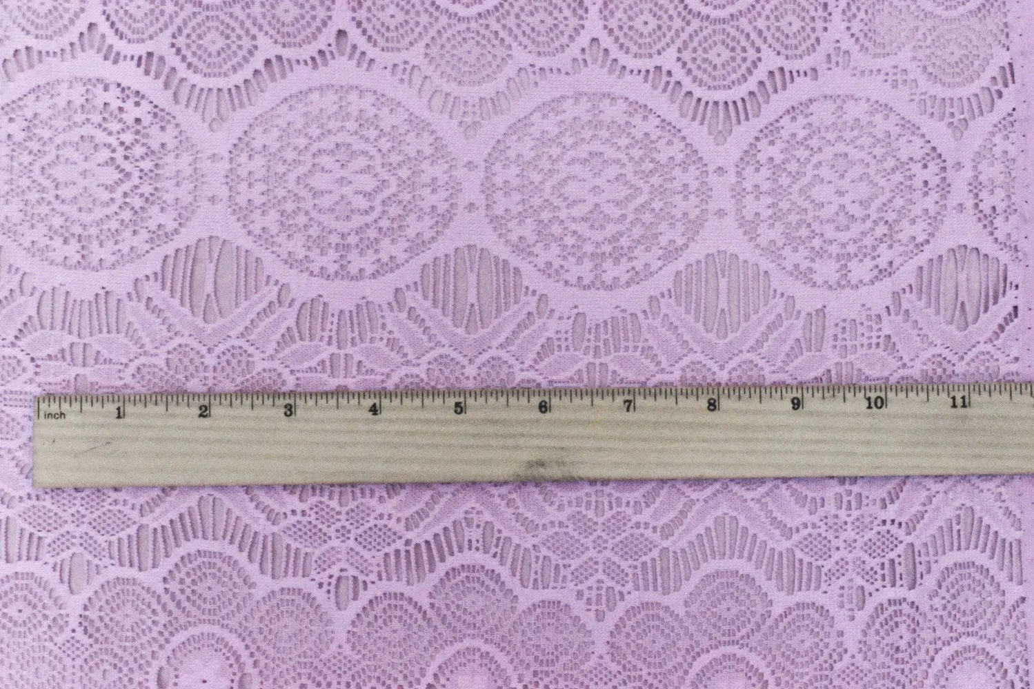 Spa Lavender Purple Medallion Floral Nylon-Cotton Lace Knit Fabric