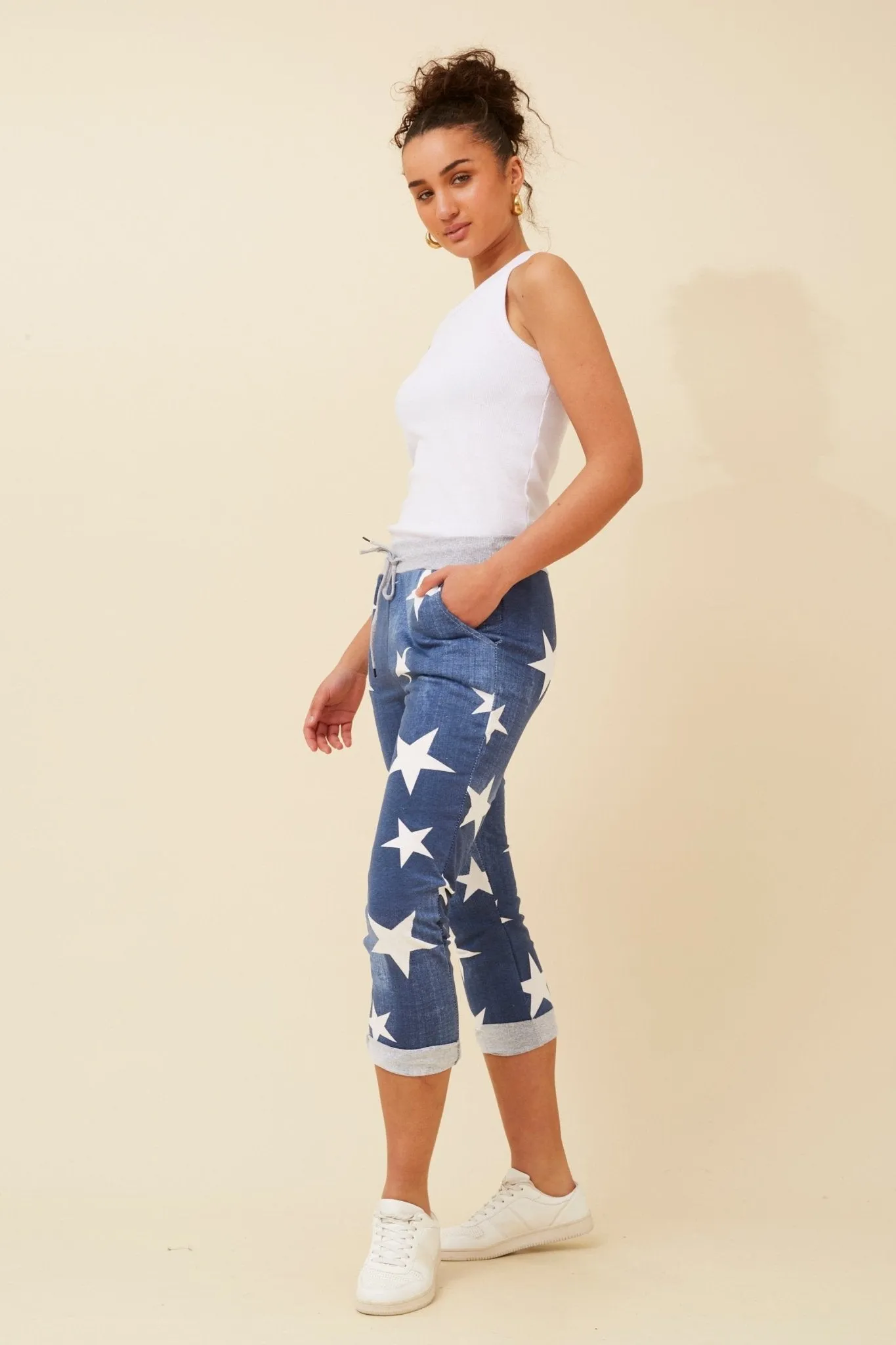 STAR COTTON JOGGER JERSEY WAIST DARK DENIM