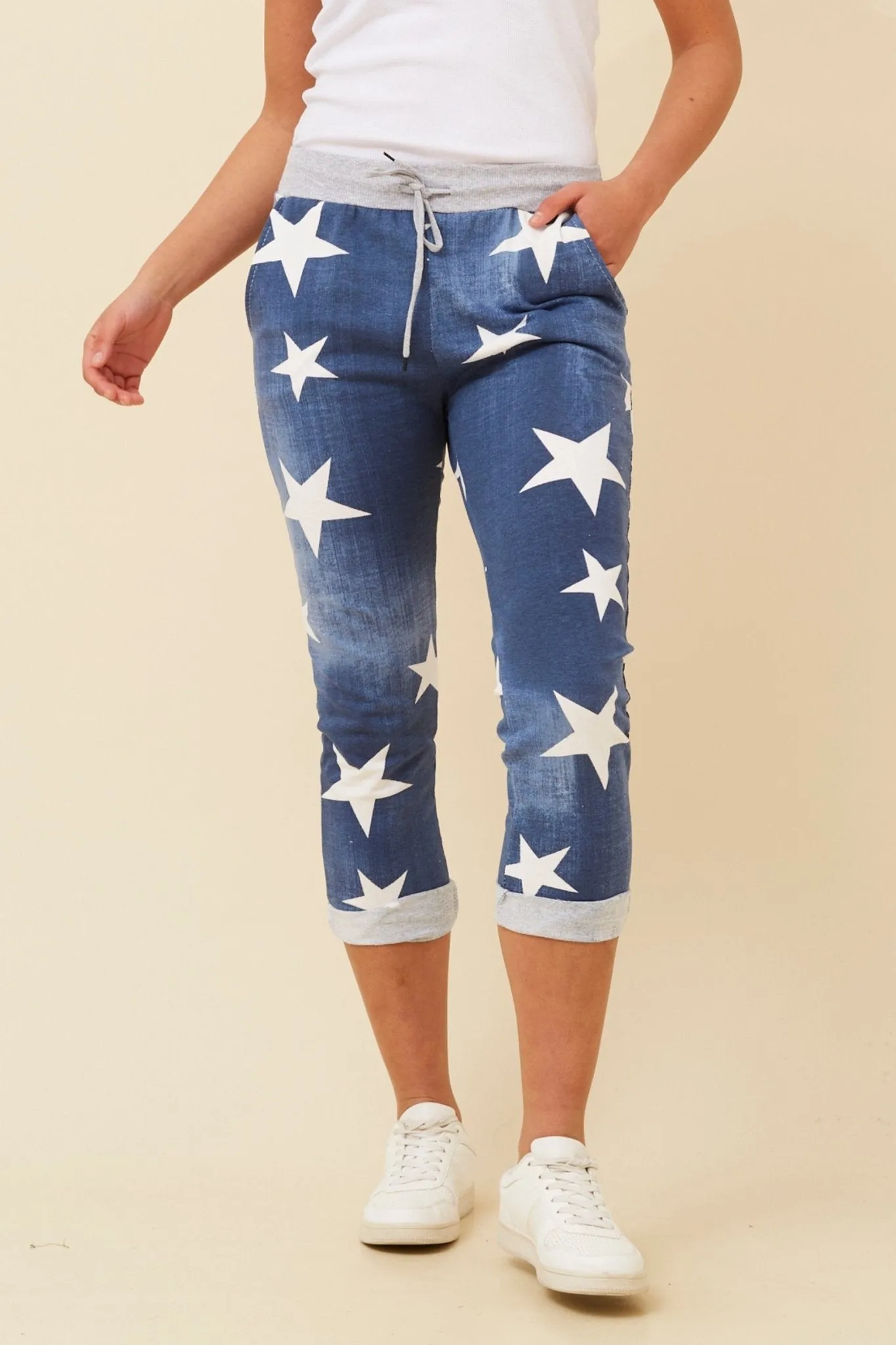 STAR COTTON JOGGER JERSEY WAIST DARK DENIM