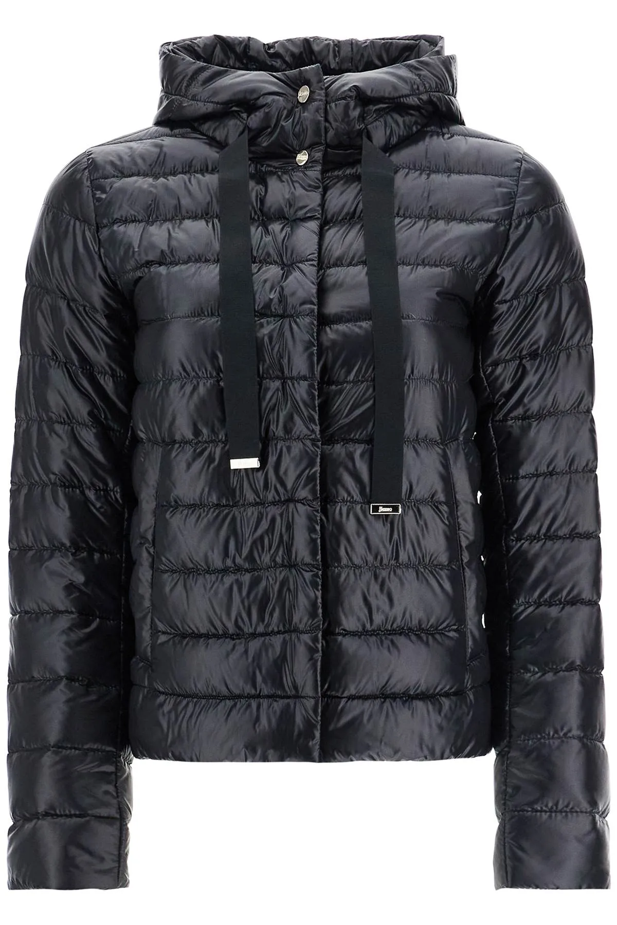 ultra-lightweight black nylon down jacket with hood PI001994D 12017Z NERO