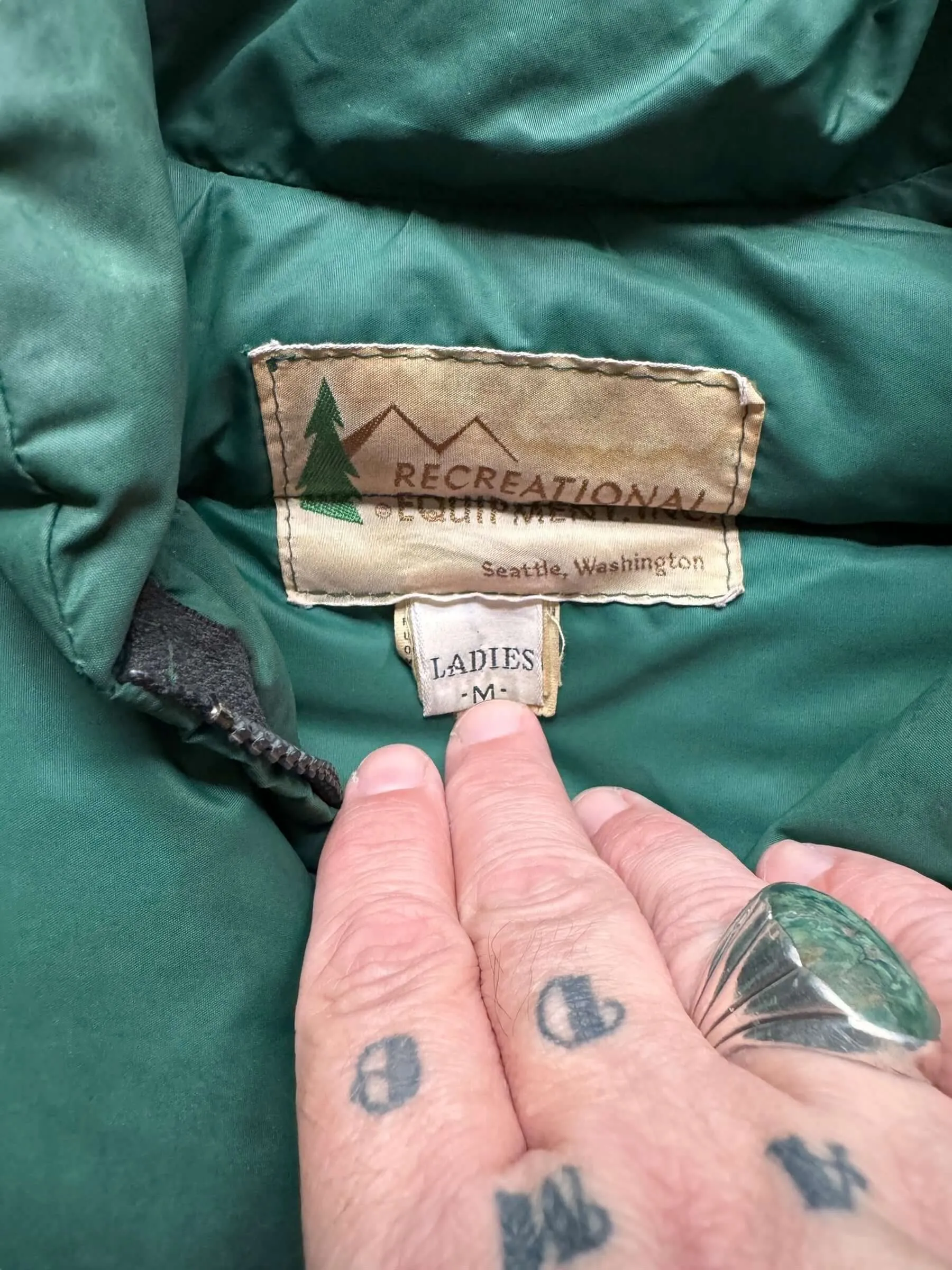 Vintage Ladies Green REI Puffer Jacket SZ M
