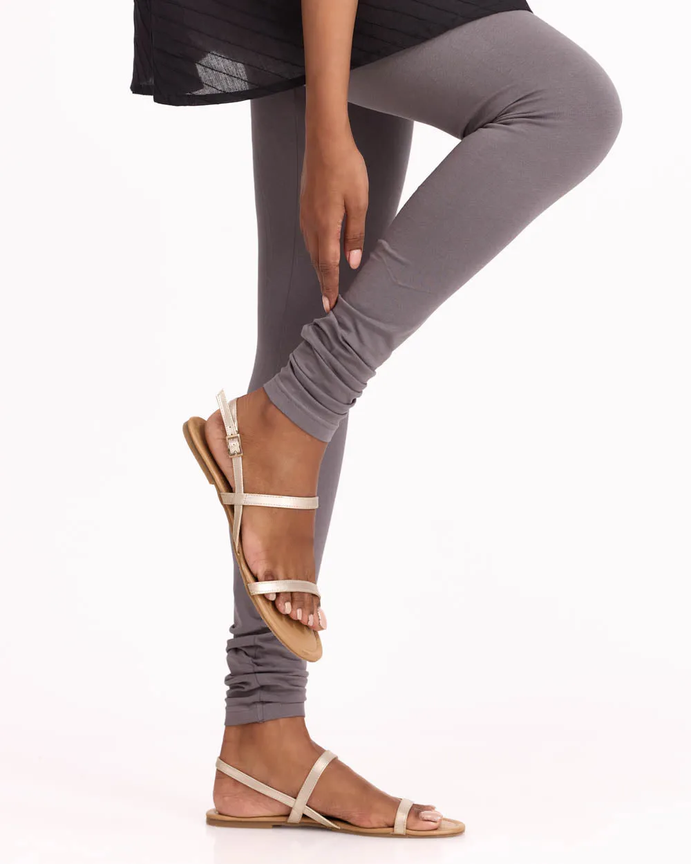 Women Grey Graphite Cotton Churidar Leggings