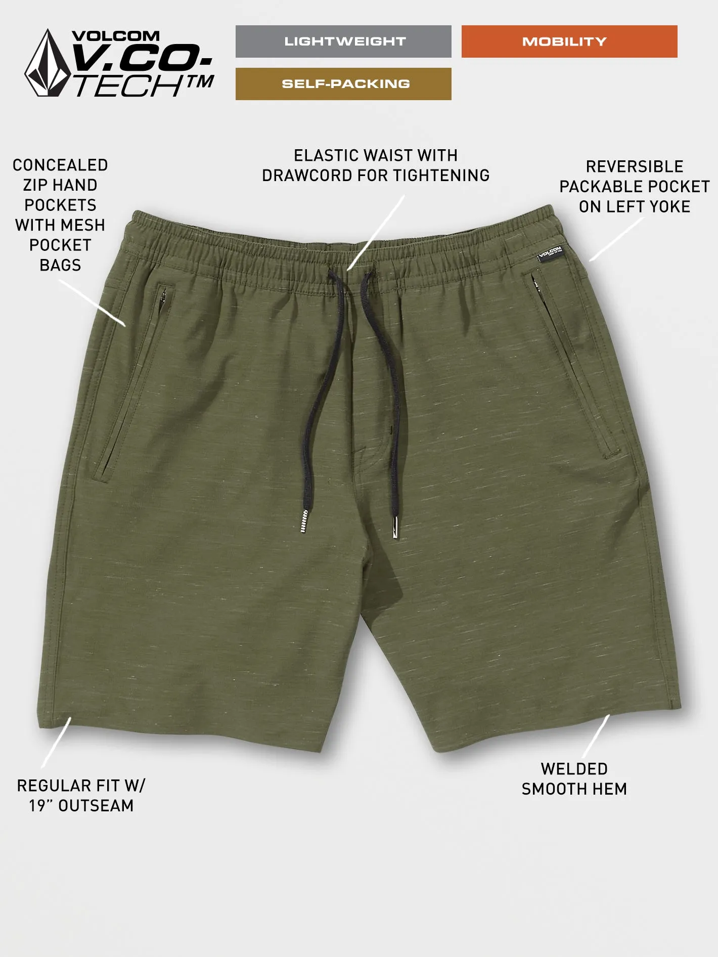 Wrecpack Hybrid Shorts - Military